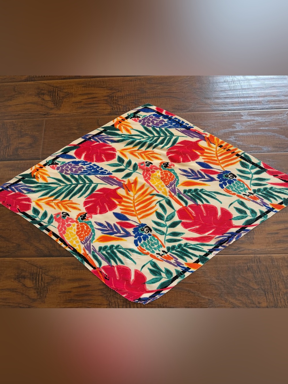 Zara Multicolor Tropical Parrot Scarf - Red, Green, Orange, Purple, Blue